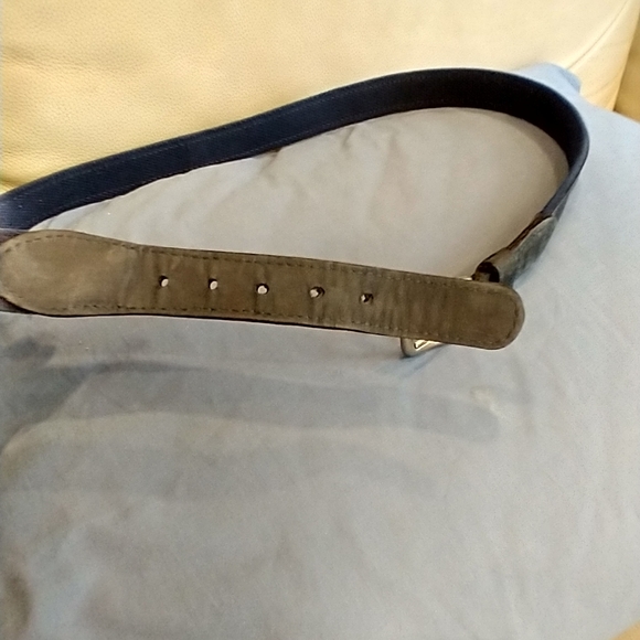 Size 40 made in USA Zeppelin Blue fabric belt with sailing nautical flags silver - Picture 6 of 7